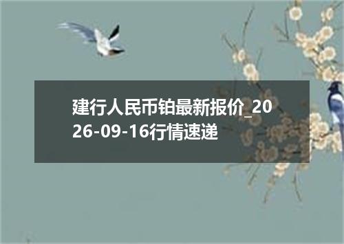 建行人民币铂最新报价_2026-09-16行情速递