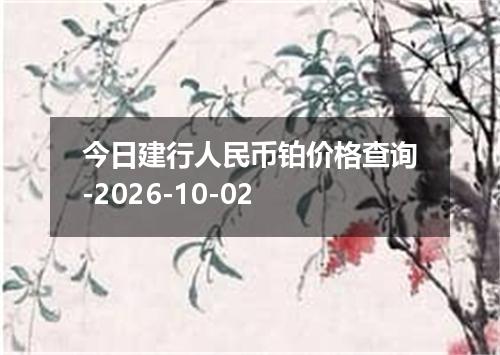今日建行人民币铂价格查询-2026-10-02