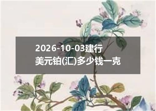 2026-10-03建行美元铂(汇)多少钱一克