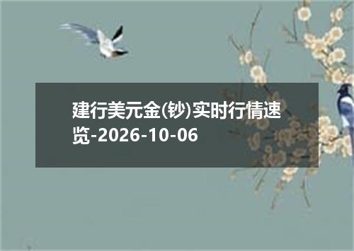 建行美元金(钞)实时行情速览-2026-10-06