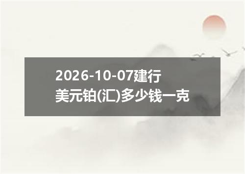 2026-10-07建行美元铂(汇)多少钱一克