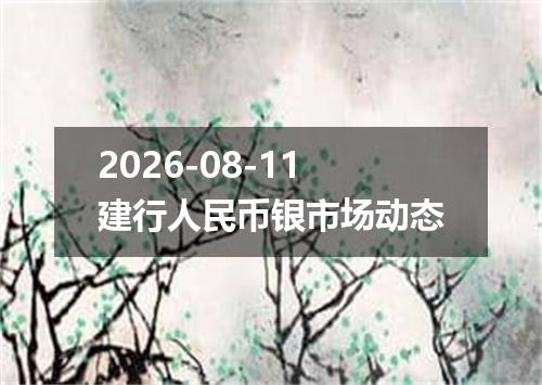 2026-08-11建行人民币银市场动态