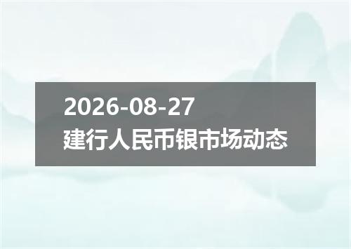 2026-08-27建行人民币银市场动态